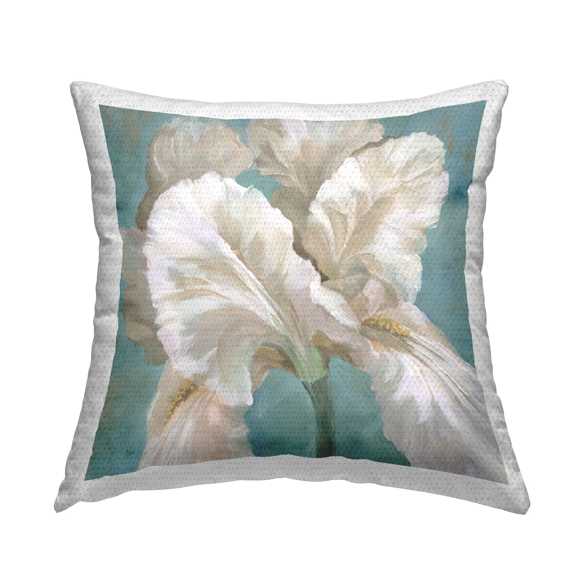 Stupell White Iris Petals Printed Outdoor Throw Pillow Design by Nan