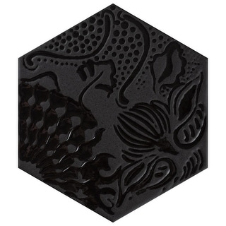 Gaudi Lux Hex Black 8-1/2" x 9-3/4" Porcelain Floor and Wall Tile