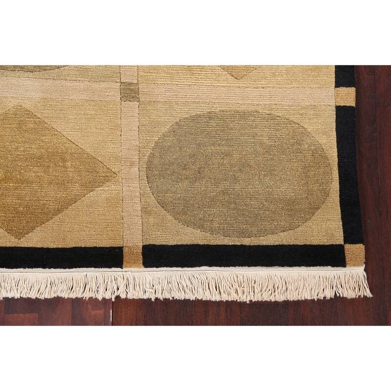 Vegetable Dye Geometric Nepalese Oriental Area Rug Wool Hand-knotted - 4'1" x 6'0"