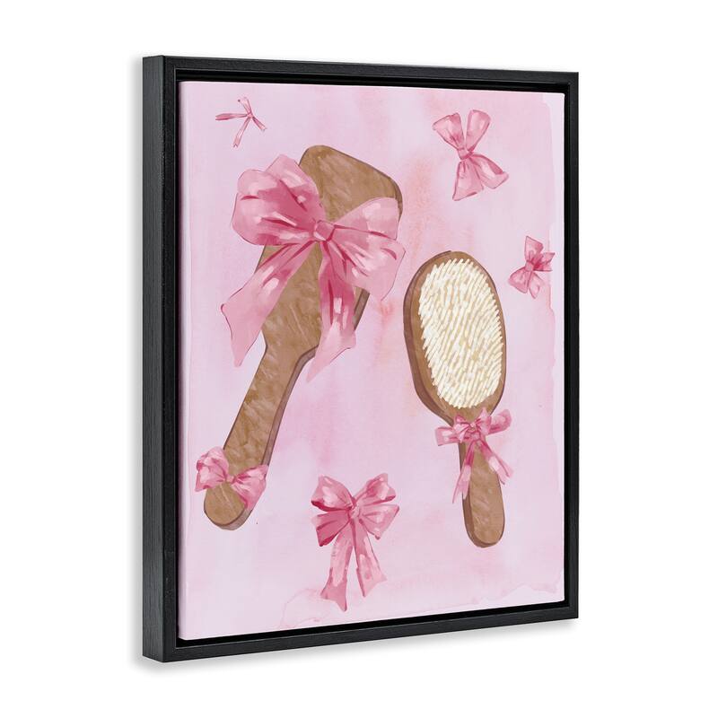Stupell Lovely Pink Hairbrushes Framed Floater Canvas Wall Art Design By Ziwei Li