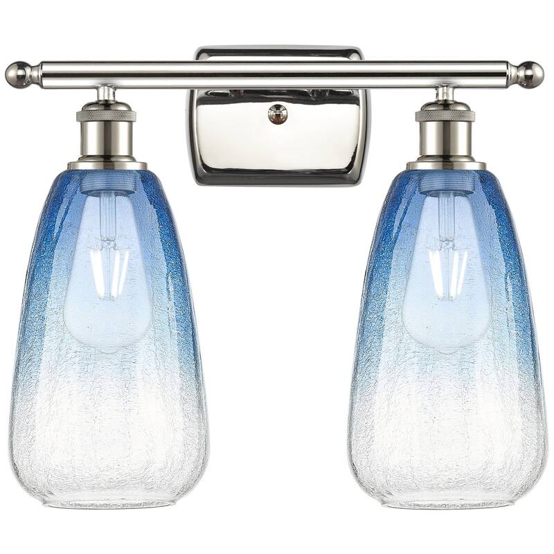 Innovations Lighting 516-2W-14-16 Brookhaven Almond Vanity Brookhaven - Polished Nickel / Sapphire Blue