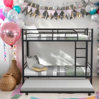 Multifunctional Design Twin-Over-Twin Metal Bunk Bed With Trundle