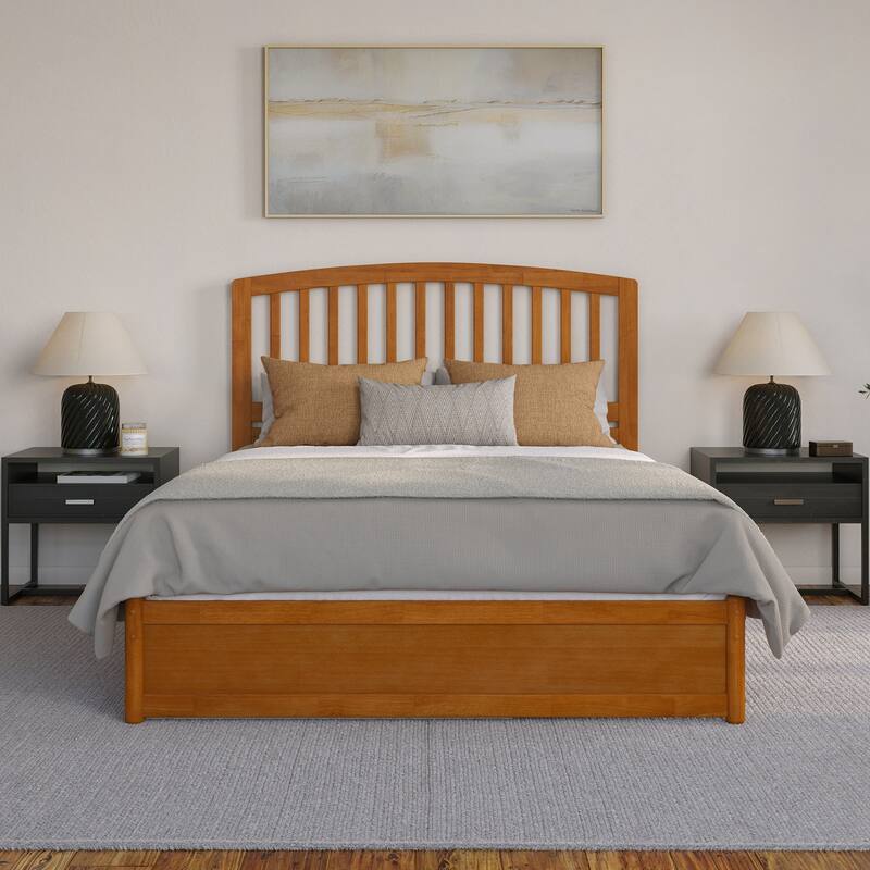 Lucia Platform Bed with Panel Footboard and Twin XL Trundle