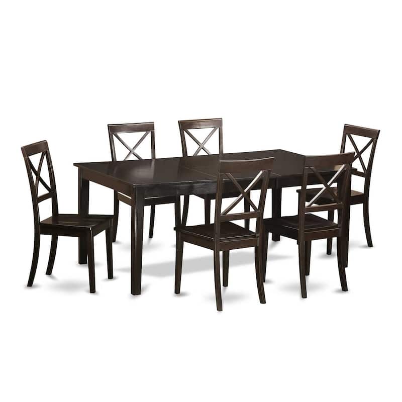 Modern Dining Room Set - Table with 6 Chairs - Kitchen Set - Leaf Extension Table - Cappuccino Finish