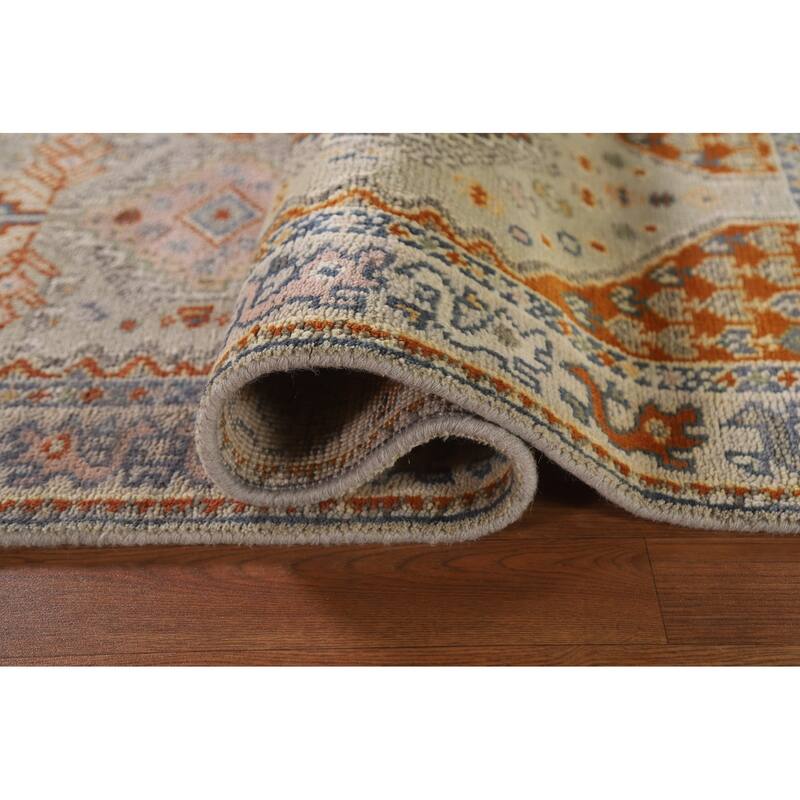 Geometric Heriz Serapi Indian Runner Rug Hand-Knotted Wool Carpet - 2'7"x 7'11"