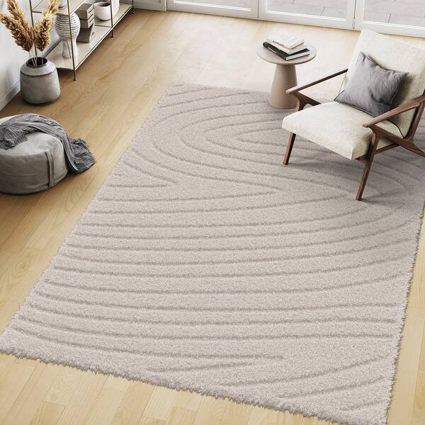 slide 2 of 7, Nuloom Nova Swirls Shag Area Rug 5' x 8' - Off White - Rectangle