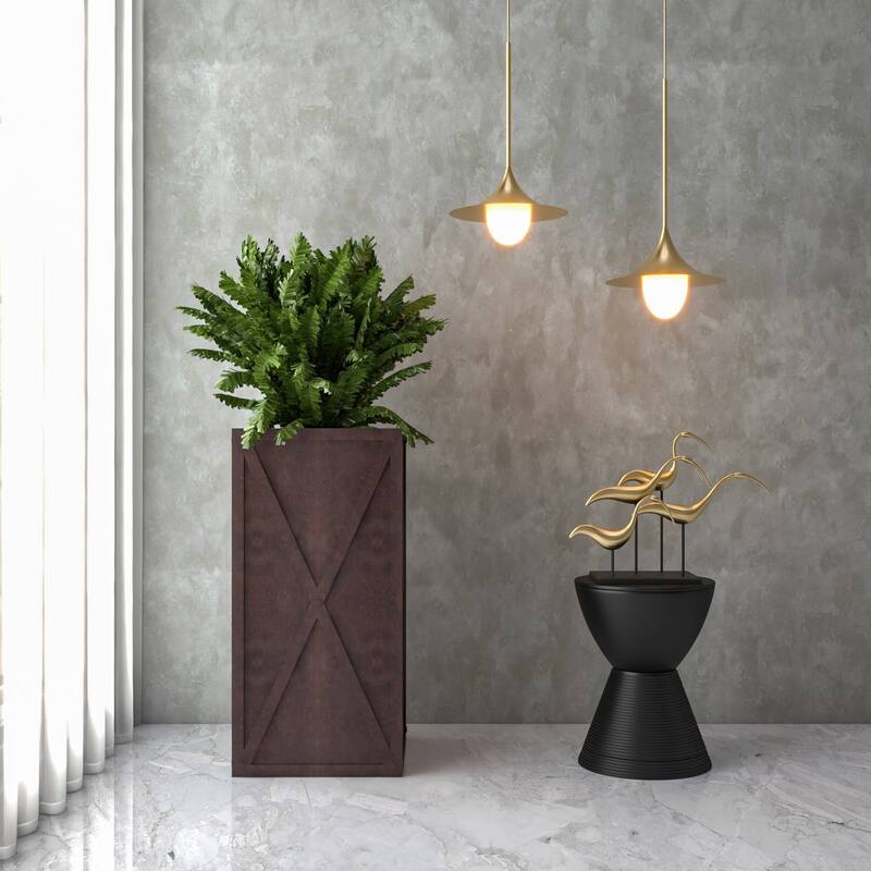 Papyrus Elegant Rectangular Modern Planter with Drainage, Lightweight Fiberstone MGO Clay Blend for Indoor Outdoor Use