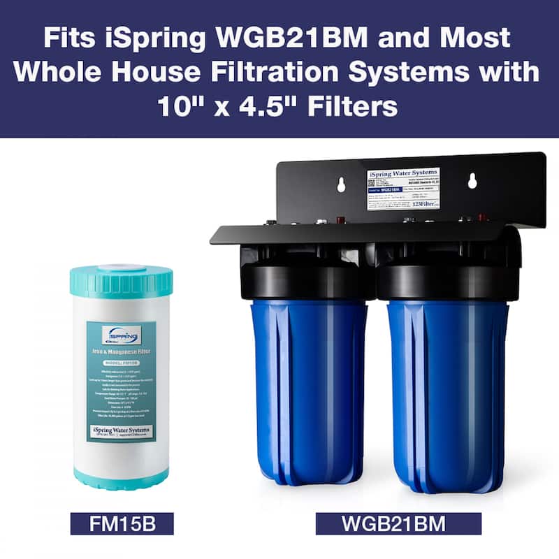iSpring Iron and Manganese Reducing Water Filter, Replacement Cartridge for WGB21BM, 10"x 4.5"