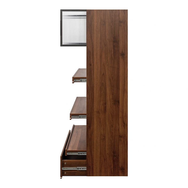 70.87" Tall Kitchen Pantry Cabinet with 4-Tier Side Shelf and 2 Drawers