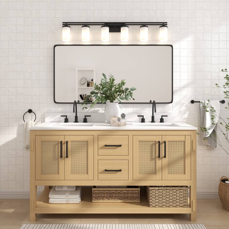 6-light Modern Farmhouse Black Bathroom Vanity Lights with UL Certified