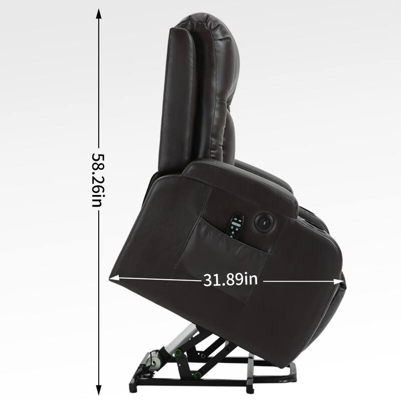 Infinite Position Power Lift Recliner Chair for Elderly, with 8-Point Vibration Massage and Lumbar Heating, USB Charging Port
