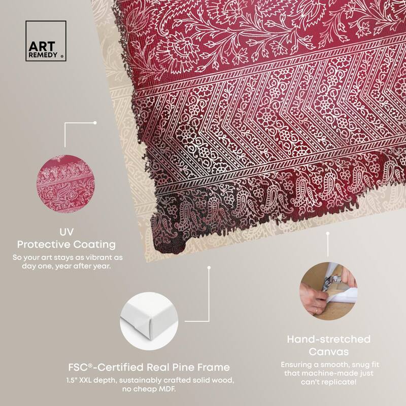 Burgundy Stamps Canvas by Art Remedy, Gallery Wrapped