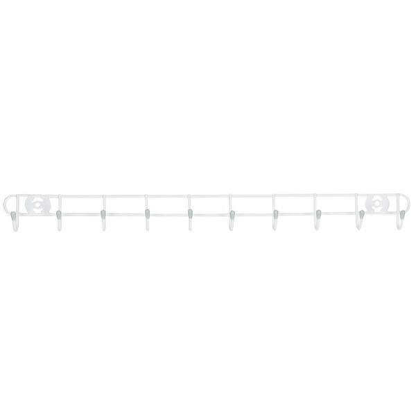 White Green All Purpose Mounted Hook Rail Hanger Hanging Rack 10 Hooks ...
