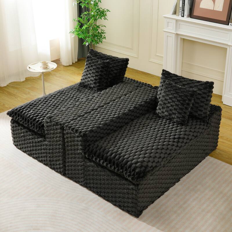 Free Combination Modular Couch Fluffy Turtle Velvet Sectional Sofa