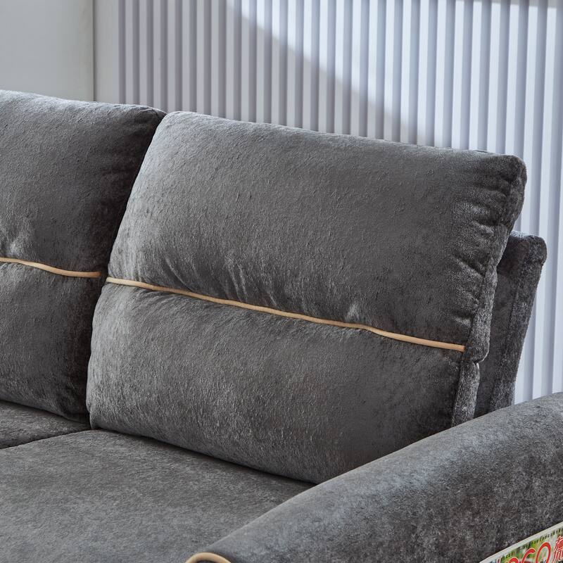 GDFStudio - 58" Chenille Convertible Sleeper Sofa with USB