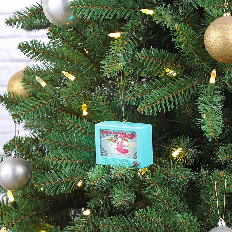 3.75" Musical LED TV Ornament - Teal