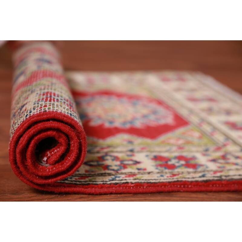 Red Kazak Oriental Foyer Rug Handmade Geometric Wool Carpet - 2'0"x 3'0"