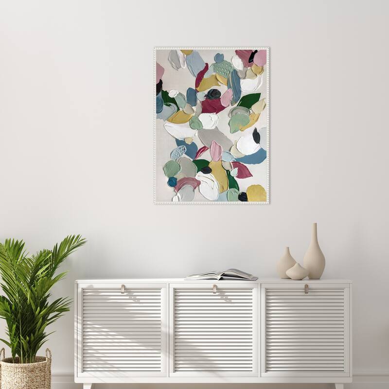 Soft Petals in Textured Harmony by Hannah Dawson Framed Canvas Wall Art Print