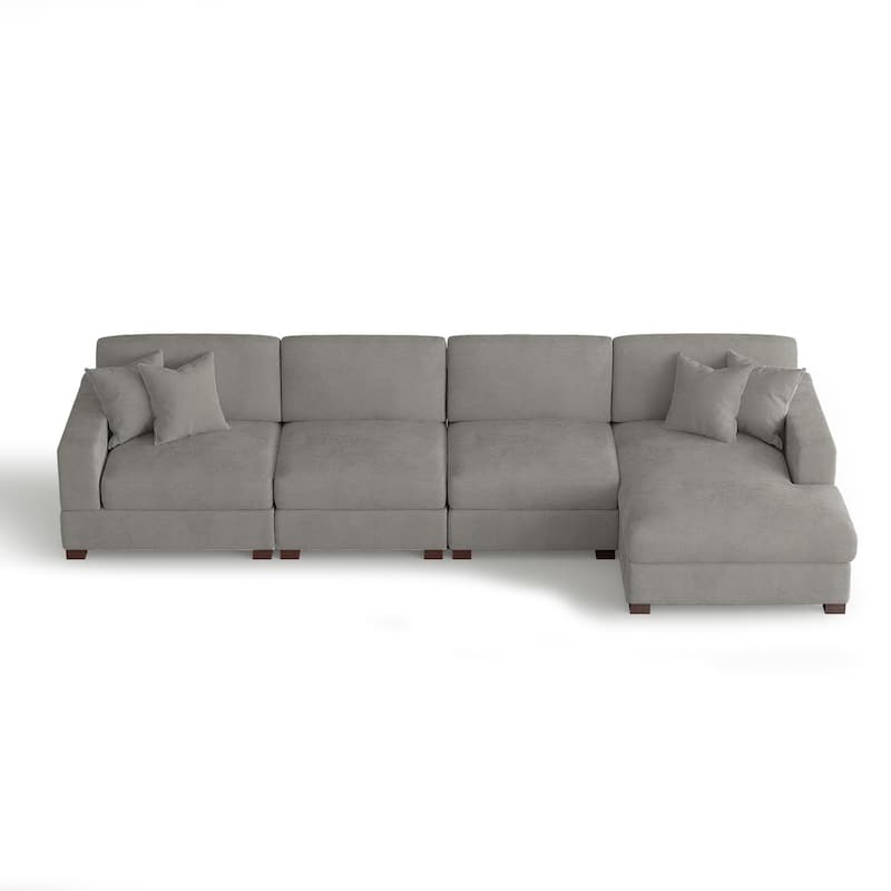 Modern Oversized Chenille Modular Sectional Sofa With Chaise