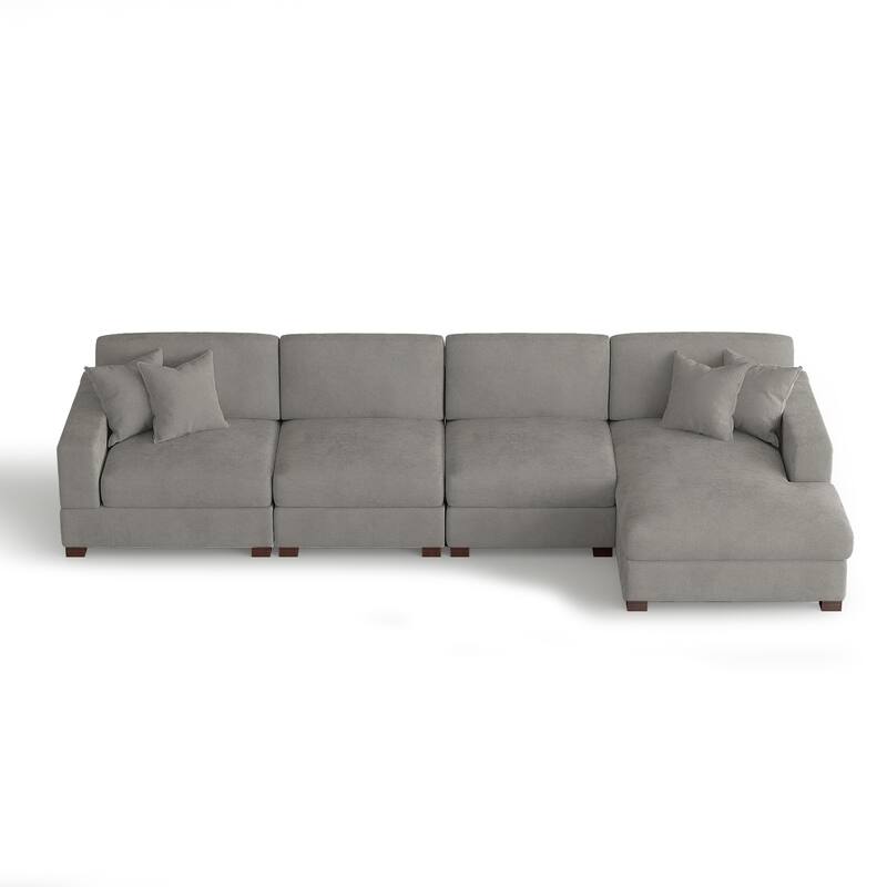 Oversized Modern Chenille L-shape Modular Sectional Sofa with Chaise