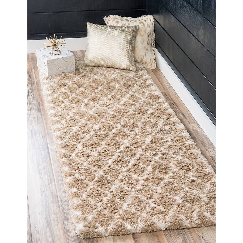 Shag Shoploni Collection Area Rug - 2'7"x10' - Taupe