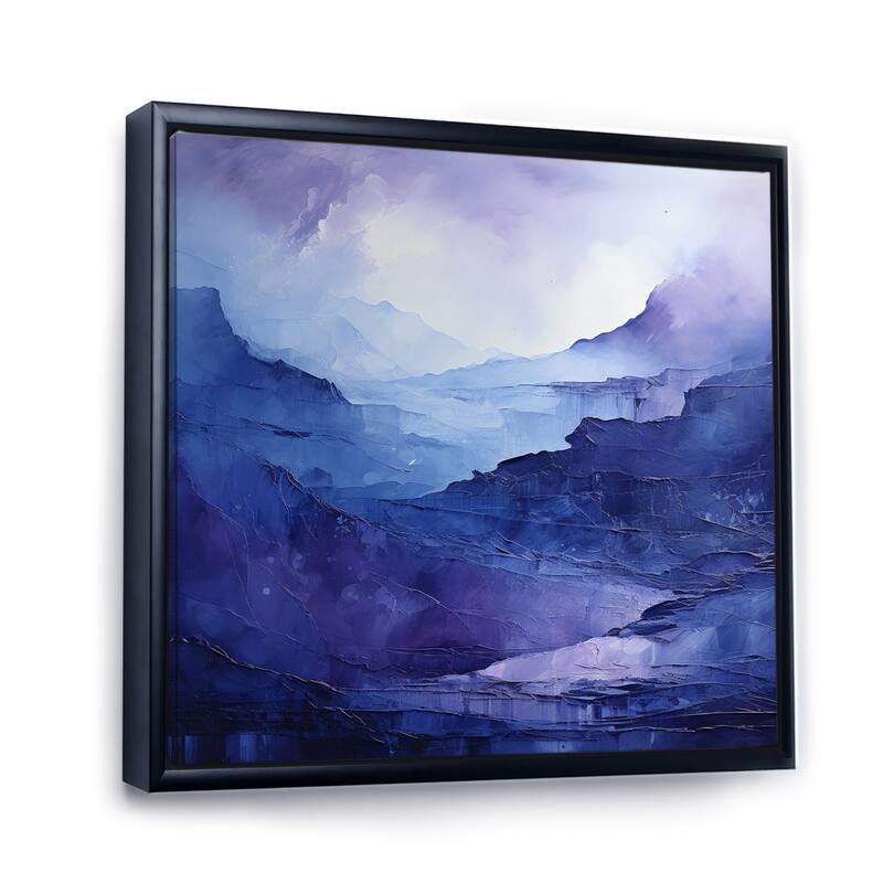 Designart "Indigo Dreams I" Abstract Landscape Framed Canvas Art Print