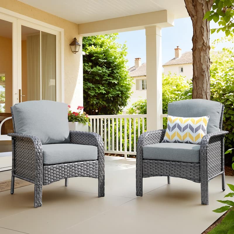 XIZZI Outdoor Patio Furniture Wicker Chair Set (Set of 2) - Dark Grey