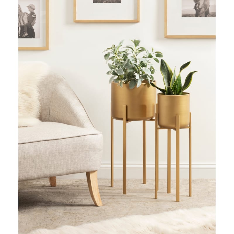 Kate and Laurel Gabi Metal Standing Planters, 2 Piece Set - 2 pc set