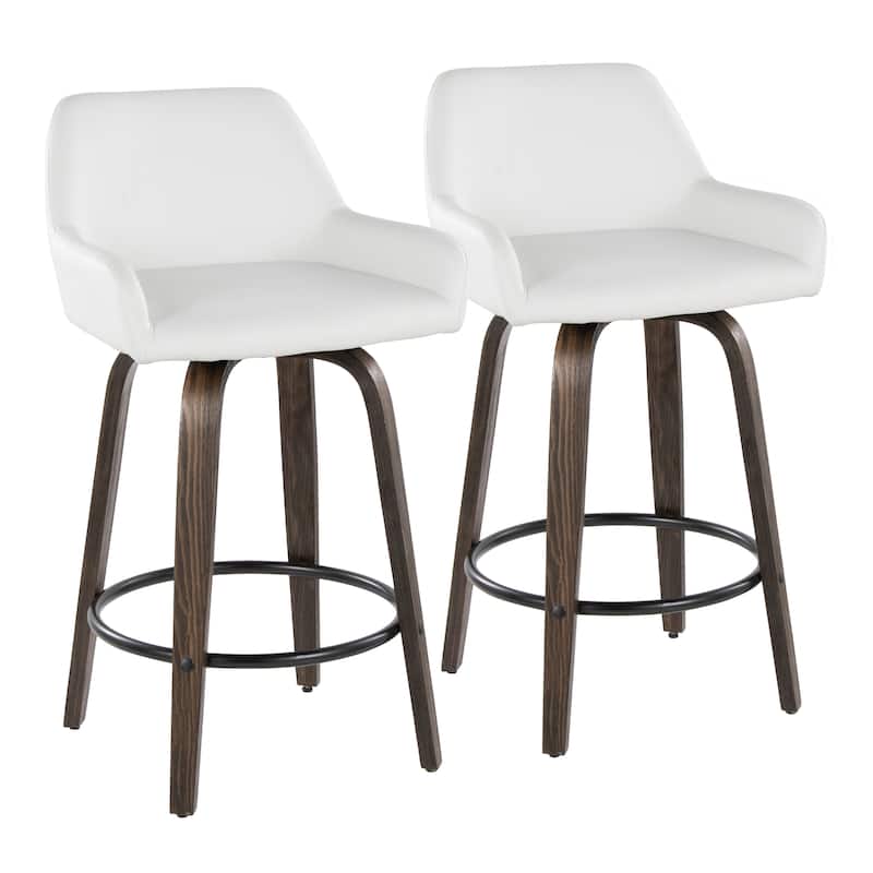 Porch & Den Galotti 26" Fixed-Height Counter Stool with Bent Wood Legs & Round Footrest (Set of 2)