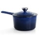preview thumbnail 8 of 6, MegaChef 2 Quart Enameled Cast Iron Sauce Pan in Gradient Dark Blue