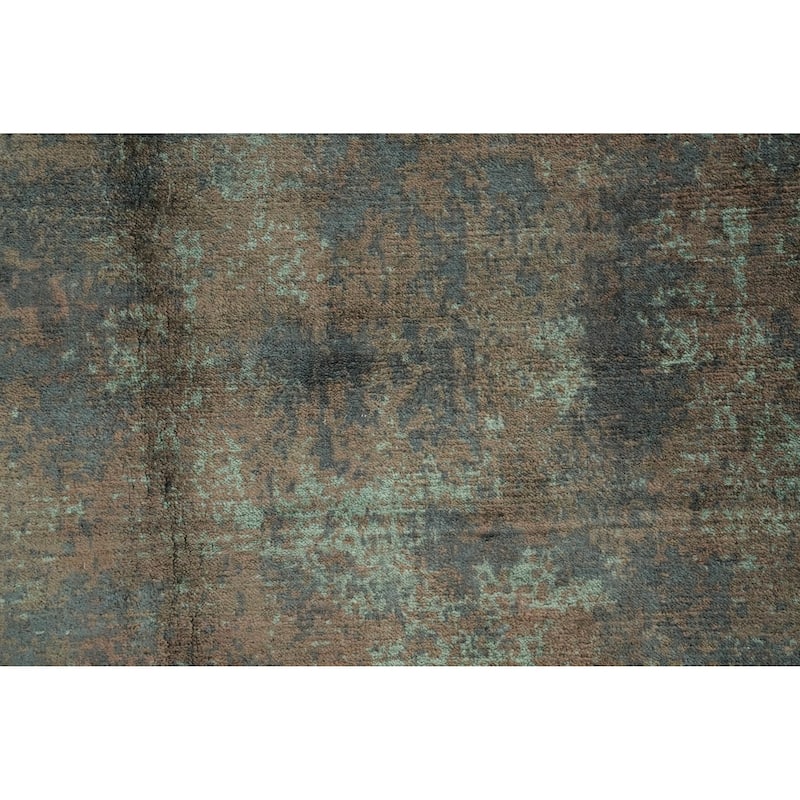 Hand Knotted Oriental Viscose Silk Carpet Modern All-Over Multi-Colored Abstract Area Rug - 7' 9'' X 5' 6''