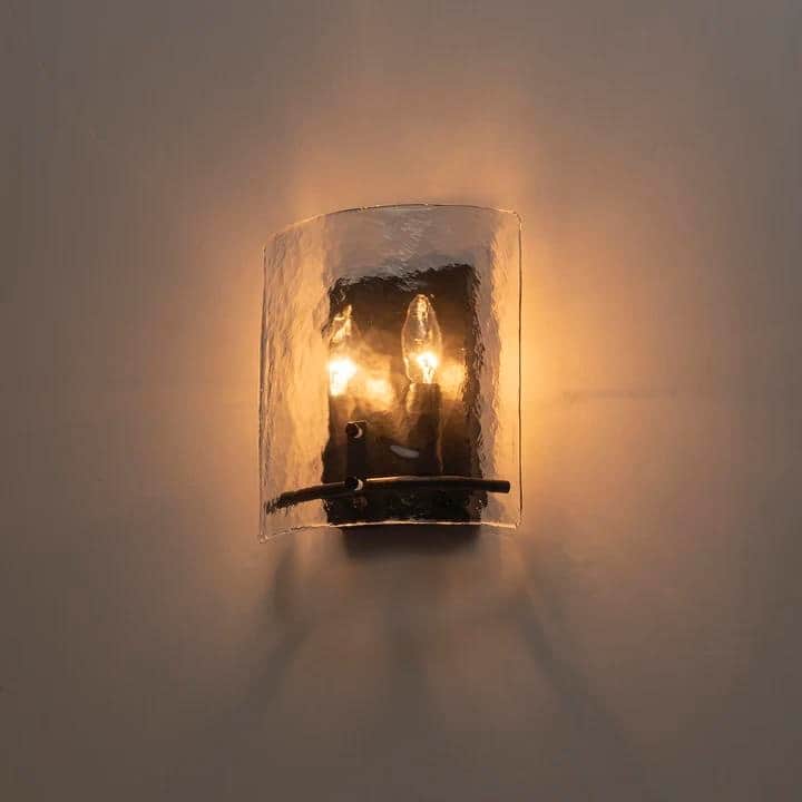 2-Light Matte Black Wall Sconce with Clear Glass Shade