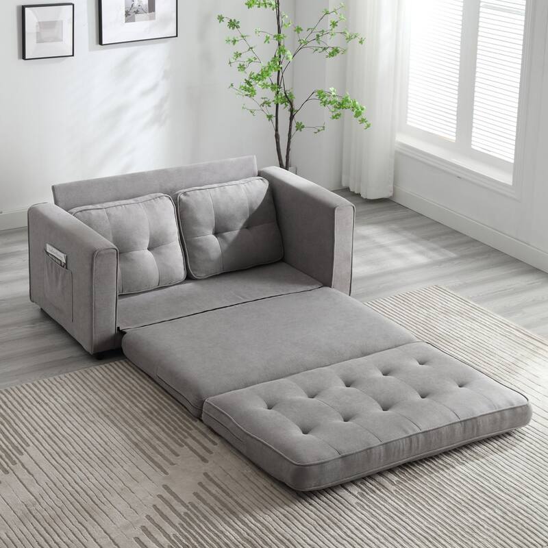 Velvet Upholstered Tufted Space saving Fold Sleeper Sofabed