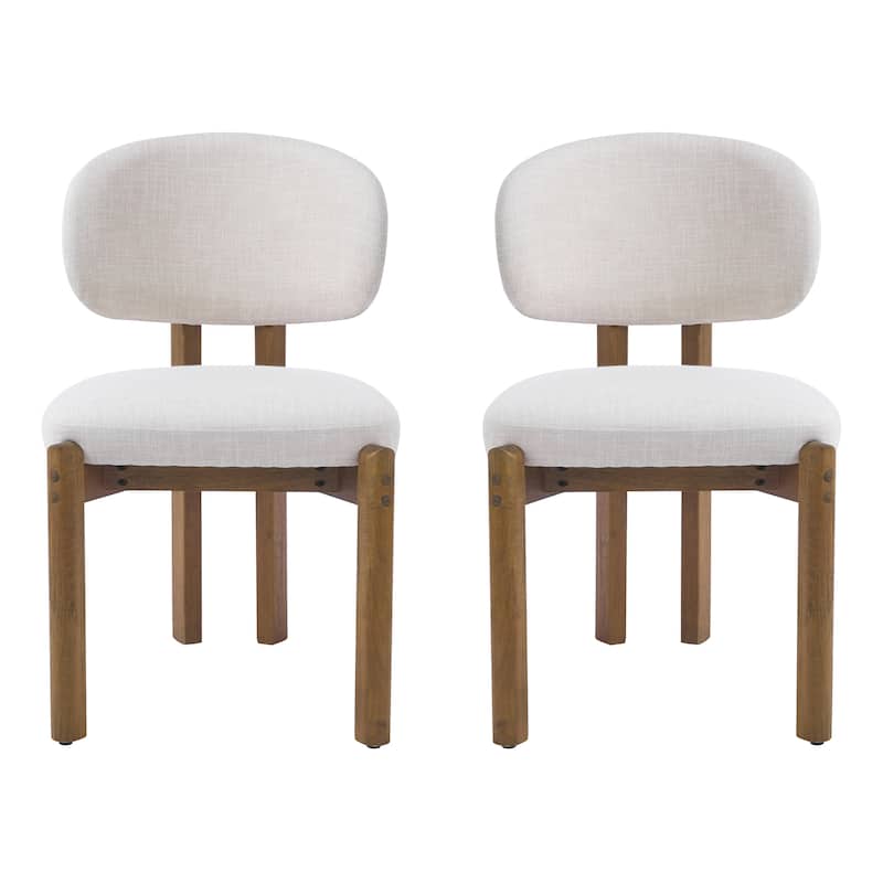 Christopher Knight Home - Aurelio Solid Rubberwood Upholstered Dining Chair - Set of 2 - Beige+Walnut