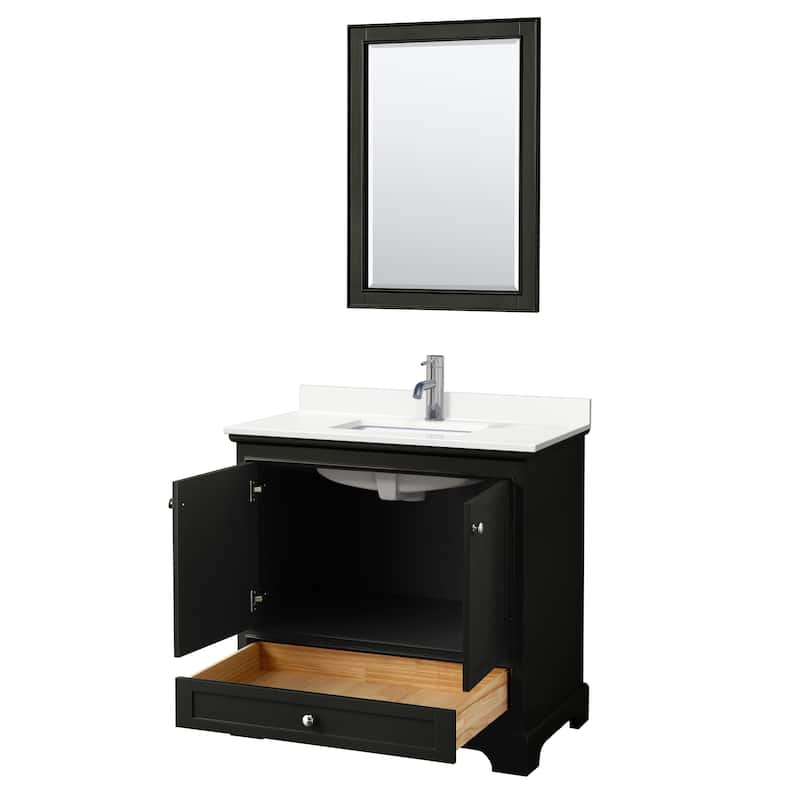 Deborah 36-inch Single Vanity, Quartz Top, 24-inch Mirror