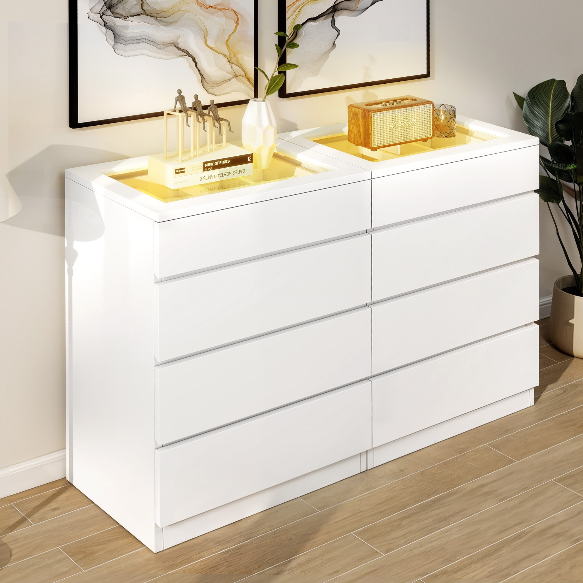 【別倉庫からの配送】 Moasis 4/8 Glass Tempered Drawers of Chest Dresser Drawer ロングコート