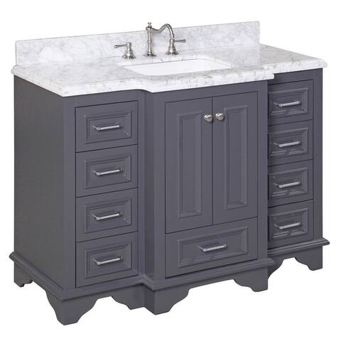 KitchenBathCollection Nantucket 48" Bathroom Vanity with Carrara Marble Top
