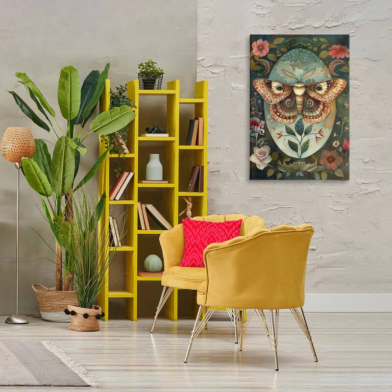 Stupell Moth with Blooming Florals Canvas Wall Art Design By The Dutch Lady