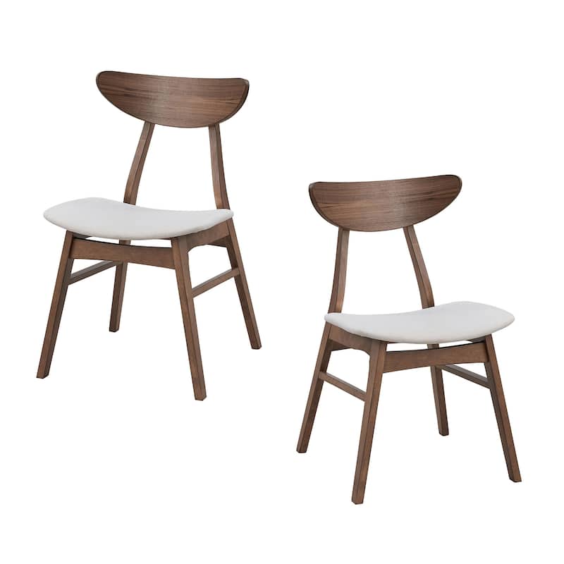 Modern Soft Upholstered Dining Chairs Set of 2, with Solid Rubber Wood Frame