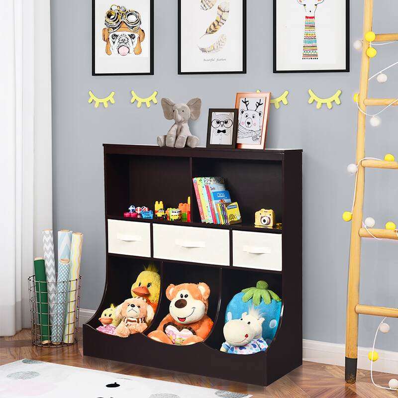 Costway Freestanding Multi-Bin Storage Cubby with 3 Baskets - See Description