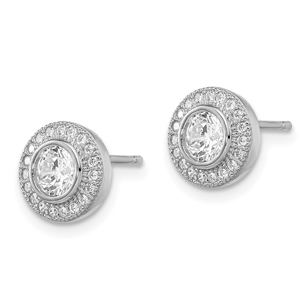 925 Sterling Silver Cubic Zirconia Brilliant Embers Stud Earrings L-9.5 mm, W-9.5 mm for Women