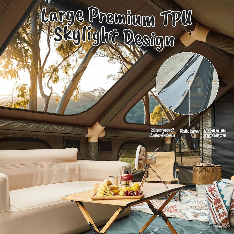 EROMMY Inflatable Tent with Chimney Opening, 8-10 Person Air Glamping Tent