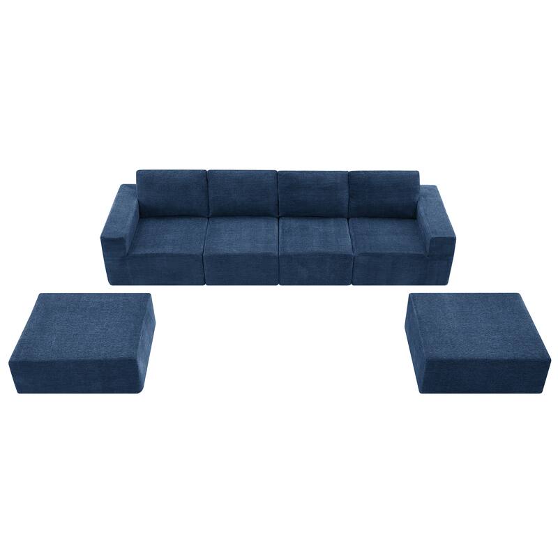 Modular U Shaped Sectional Sofa With Ottomans,Luxury Cloud Chenille Floor Couch With Deep Seat,Fully Compressed Upholstered Sofa