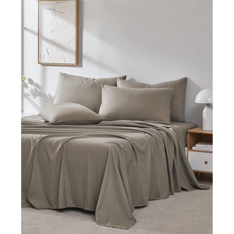 Vilano 6-piece Ultra Soft Extra Deep Pocket Bed Sheet Set - Dark taupe - Full