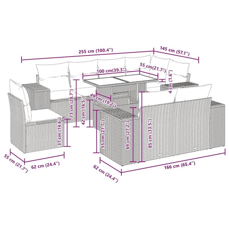vidaXL Garden Sofa Set - 21.7 x 39.4 x 28.7