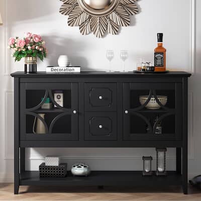 Sideboard Buffet Console Table, Media Cabinet with Adjustable Shelves, Black