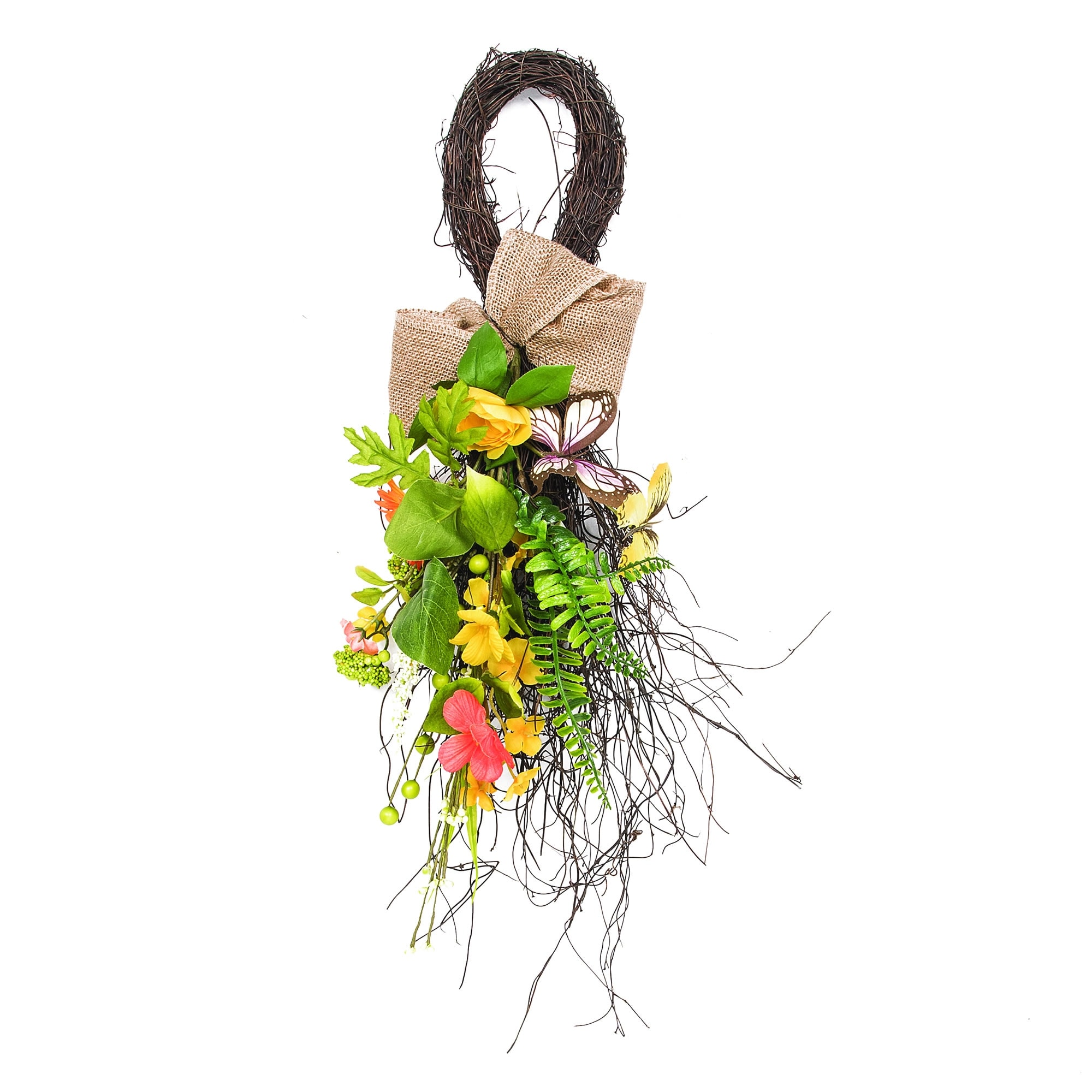 Vickerman 28" Yellow Mixed Floral Teardrop