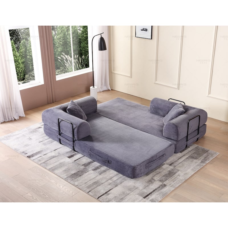 Twilight 2 - Piece Convertible Sleeper Sofa Bed, Corduroy Folding Mattress Couch with Fixed-Shape Framefor Cozy Living Spaces