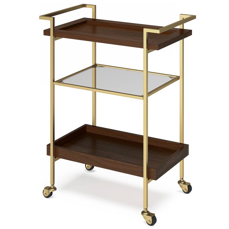 WYNDENHALL Moyer Bar Cart in Cognac - 16" d x 27" w x 34.5" h
