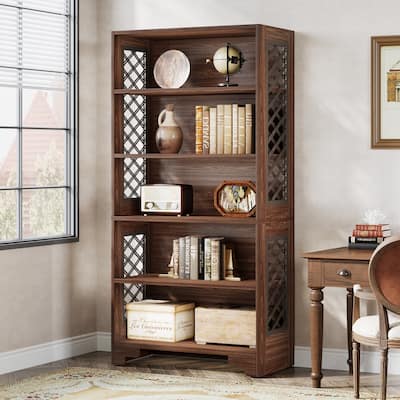 6-Tier Bookshelf Mid-Century Display Storage Shelf for Living Room
